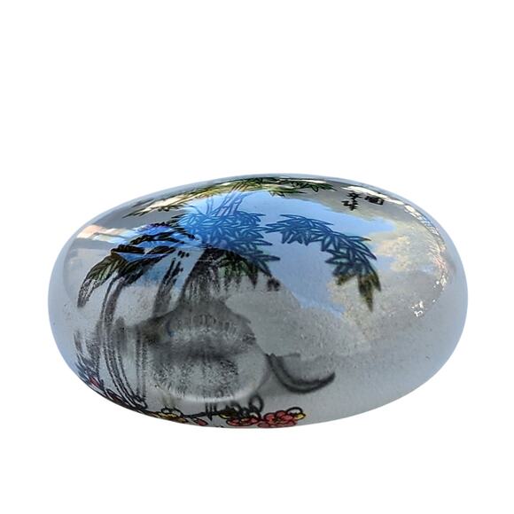 VTG Reverse Painting Chinese Snuff Bottle Ancient Glass Feng Shui Bamboo Leaf - Picture 4 of 4